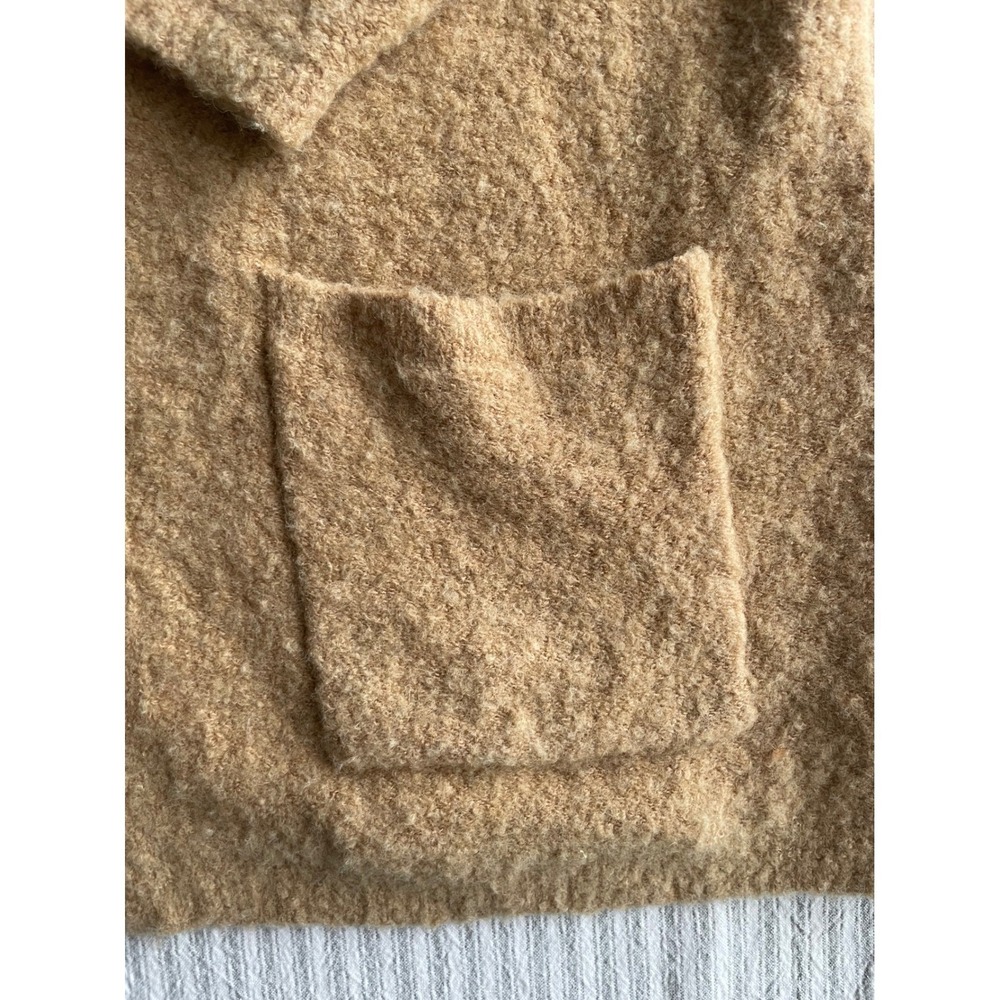 Free People Boucle Mohair Wool Blend Open Front Cardigan Tan Camel Small - Picture 5 of 9